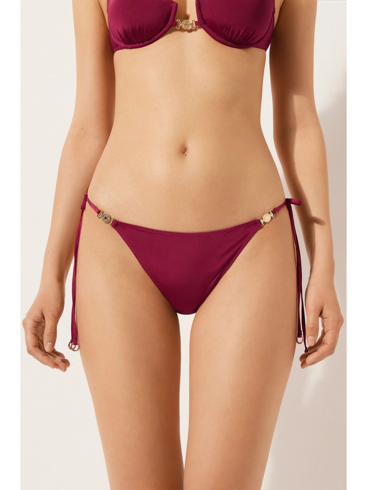 Calcinha De Biquíni Com Amarração Minimal Fit Bordô Calzedonia