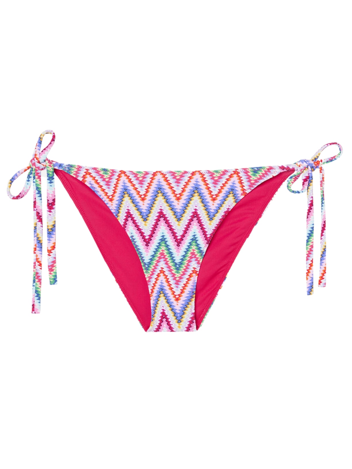 Calcinha De Biquíni Com Amarração Multicolor Chevron - Rosa