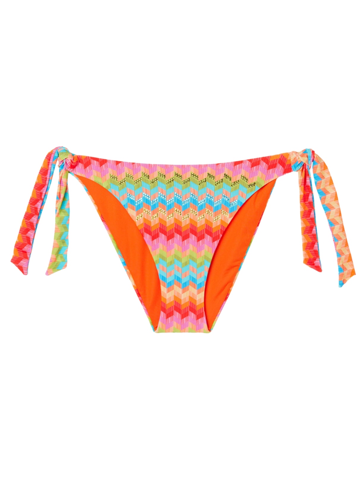 Calcinha De Biquíni Com Amarração Rainbow - Laranja