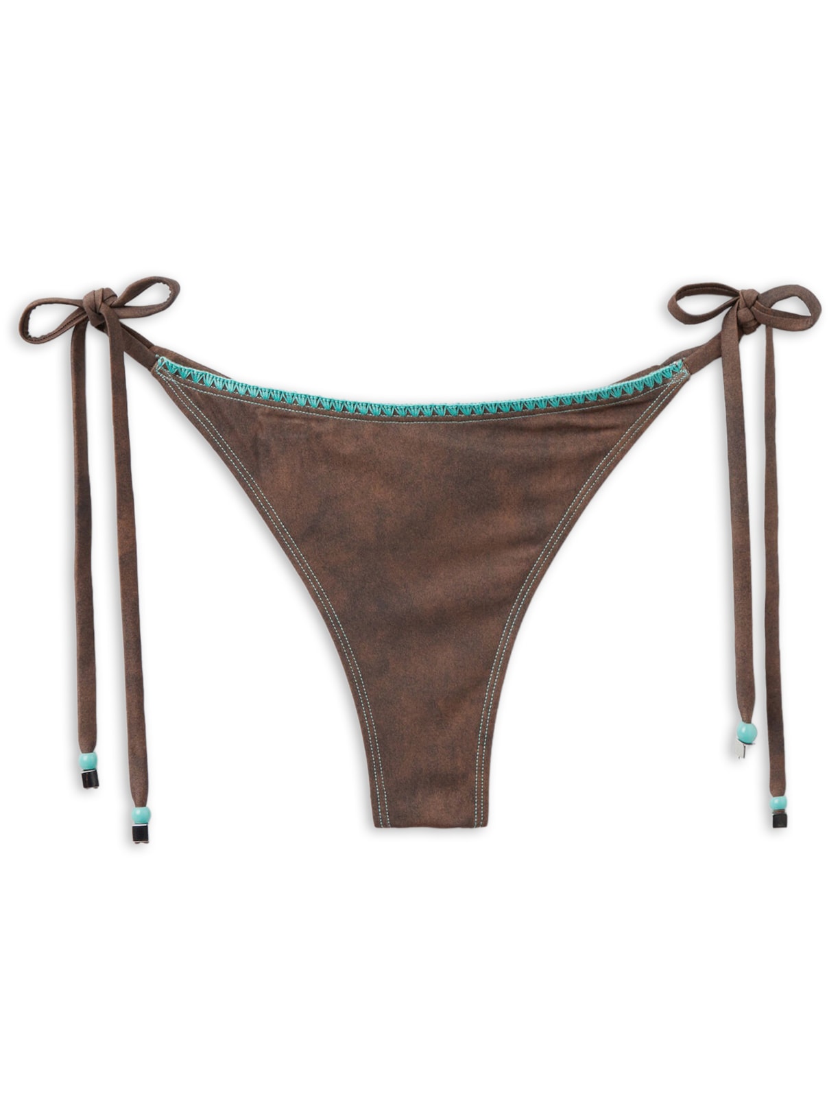 Calcinha De Biquíni Com Amarração Texan Paisley Marrom Calzedonia