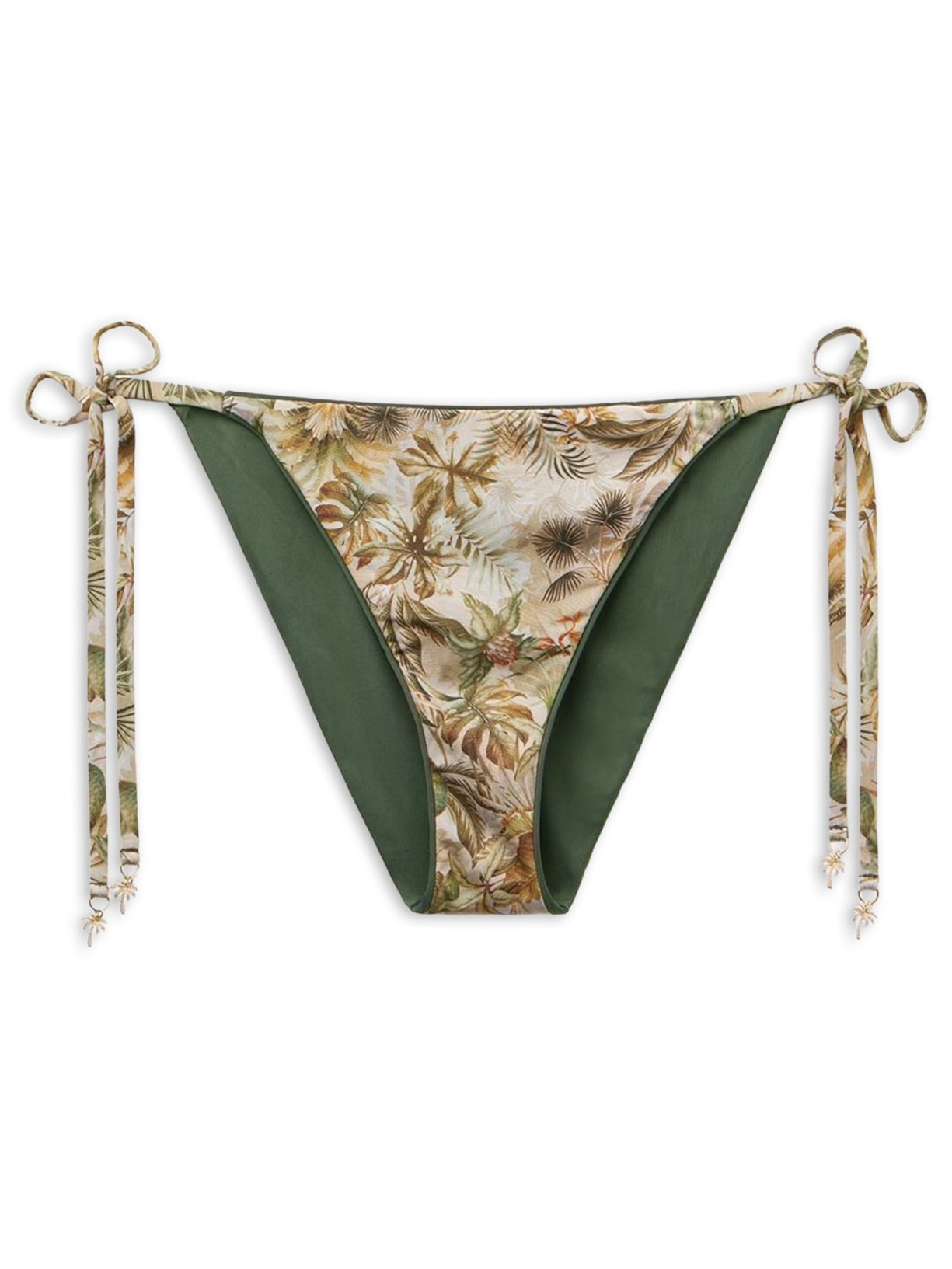 Calcinha De Biquíni Com Amarração Tropical Foliage Verde Calzedonia