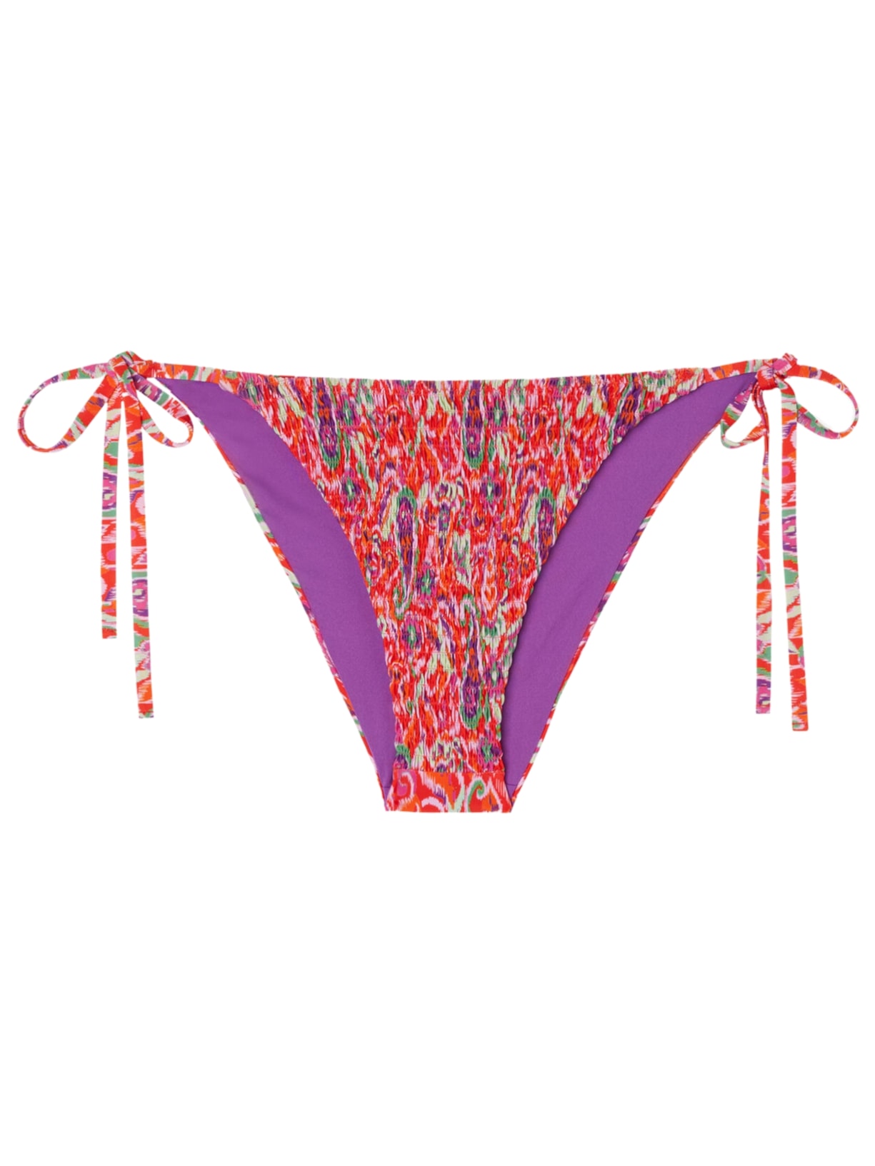 Calcinha De Biquíni Com Amarração Vibrant Paisley - Vermelho