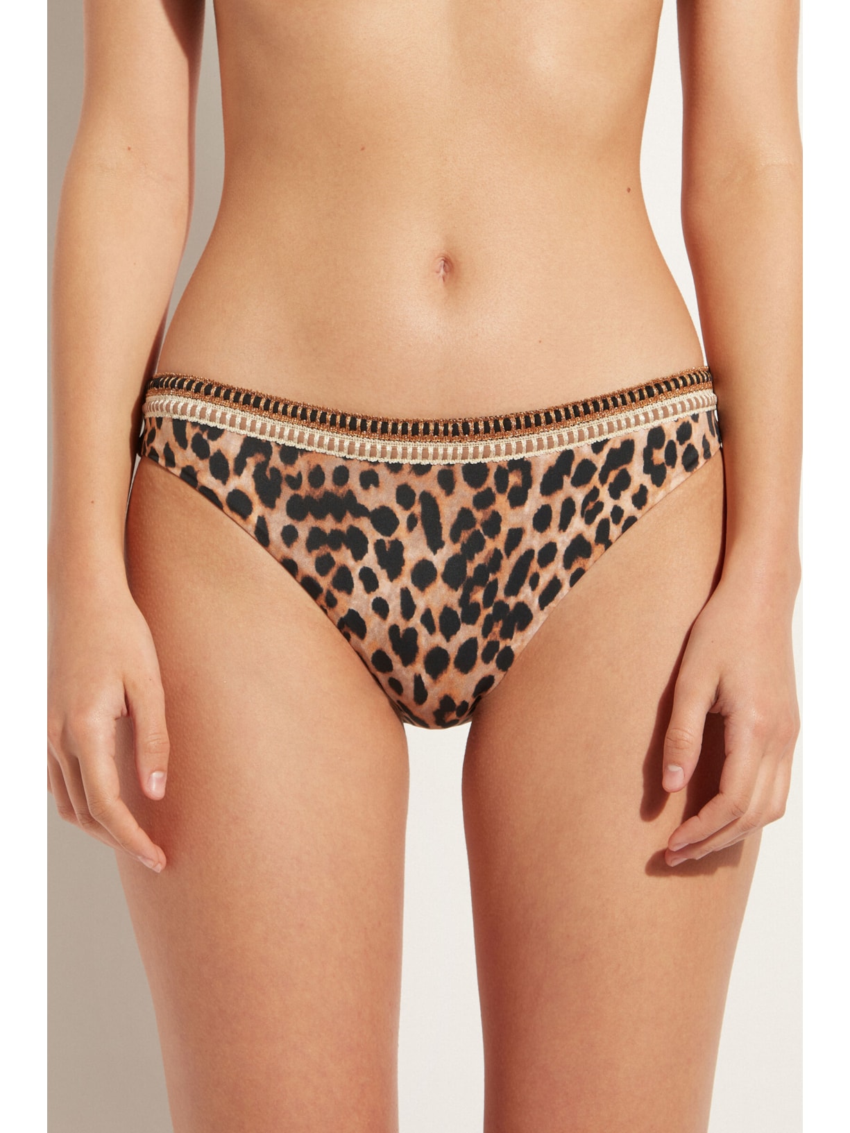 Calcinha De Biquíni Com Estampa Animal Bilbao Marrom Calzedonia