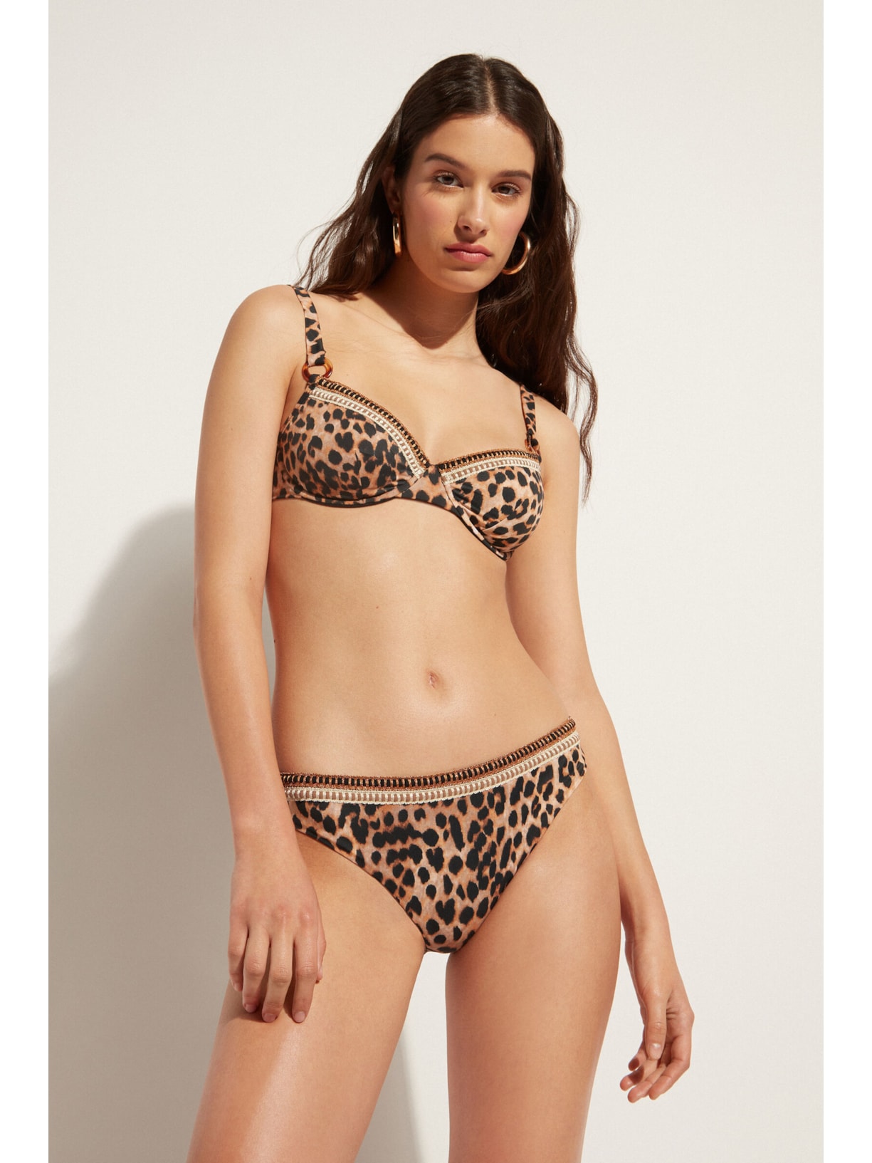 Calcinha De Biquíni Com Estampa Animal Bilbao Marrom Calzedonia