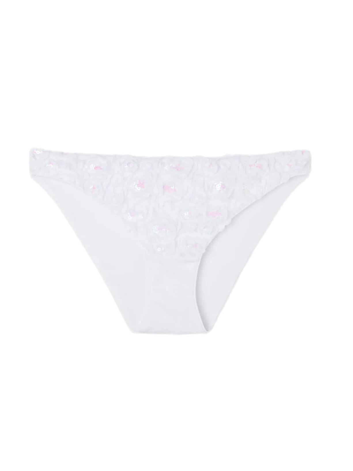 Calcinha De Biquíni Com Flores Parigi - Branco