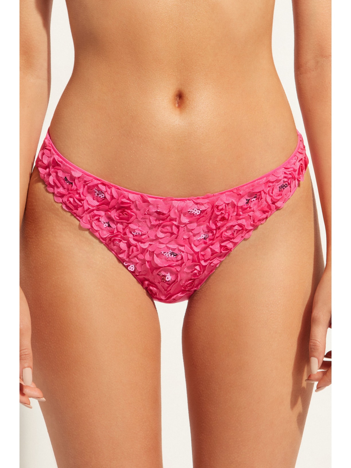 Calcinha De Biquíni Com Flores Parigi Rosa Calzedonia