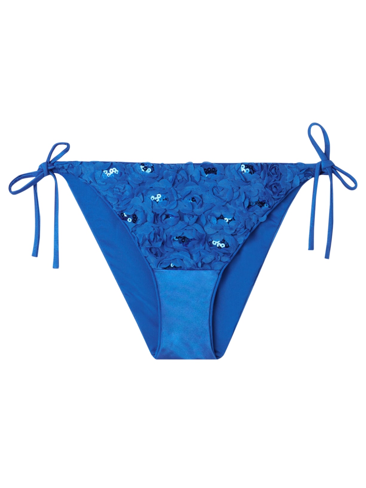 Calcinha De Biquíni Com Laços e Flores Parigi - Azul