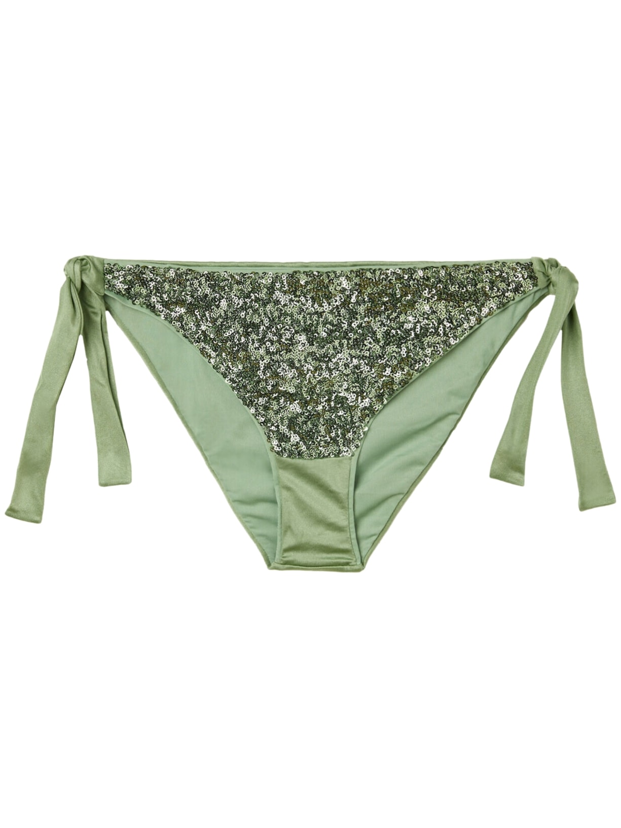 Calcinha De Biquíni Com Laços e Lantejoulas Cannes - Verde