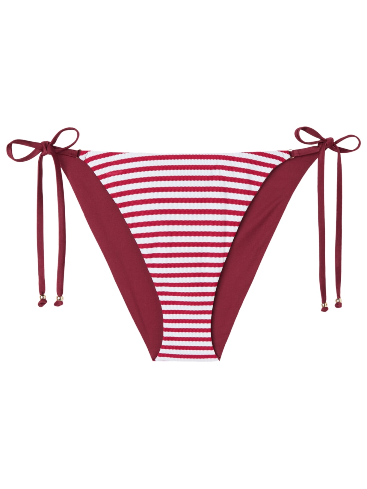 Calcinha De Biquíni Com Laços Nautical Stripes - Vermelho