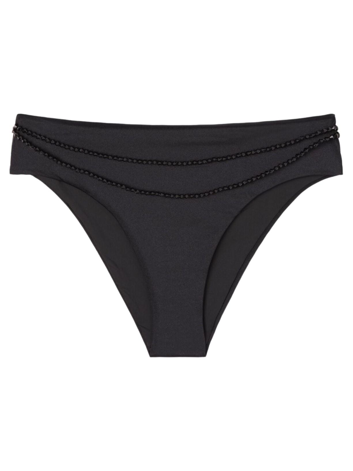 Calcinha De Biquíni De Cintura Alta Black Crystals - Preto