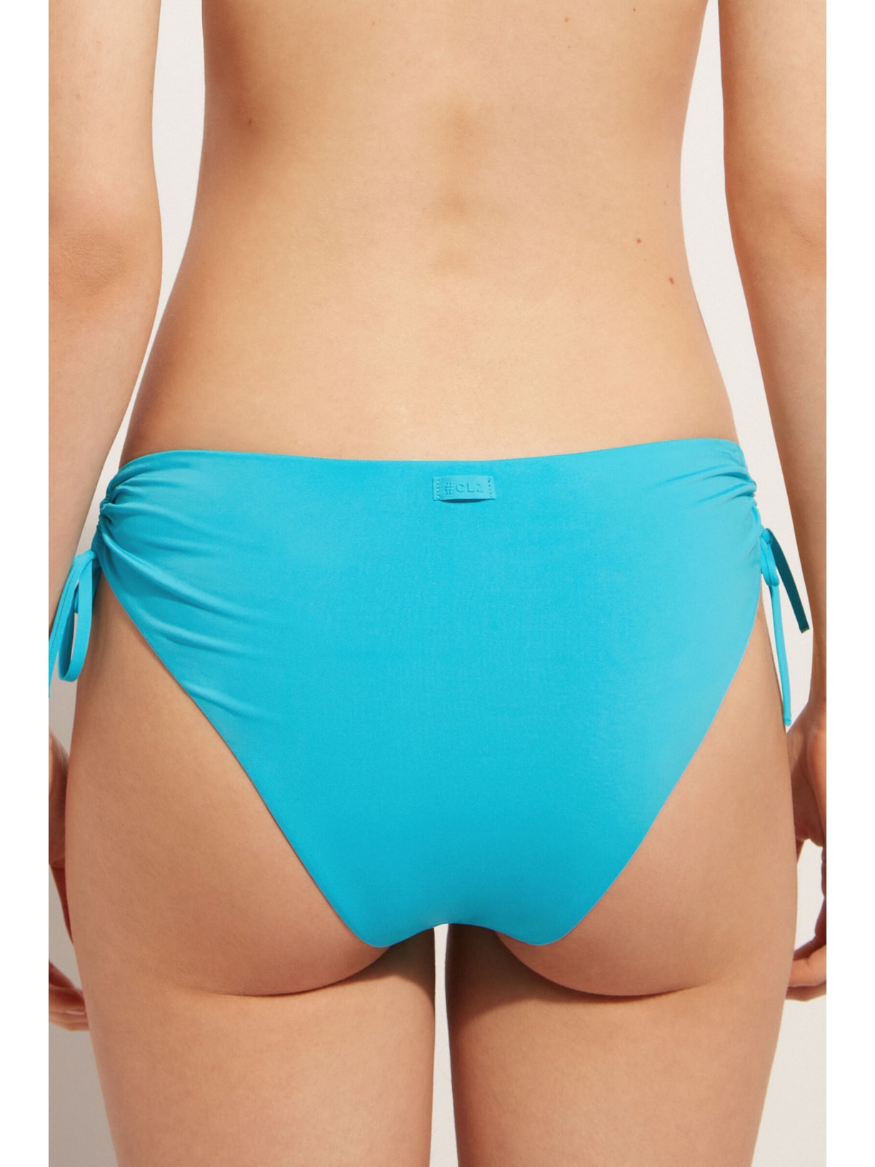 Calcinha De Biquíni De Cintura Alta Com Cordão Indonésia Azul Calzedonia