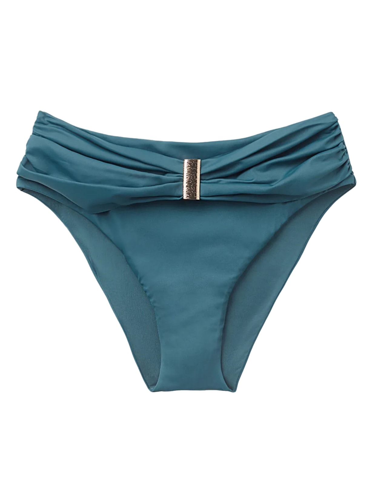 Calcinha De Biquíni De Cintura Alta Com Drapeado Scultura - Azul