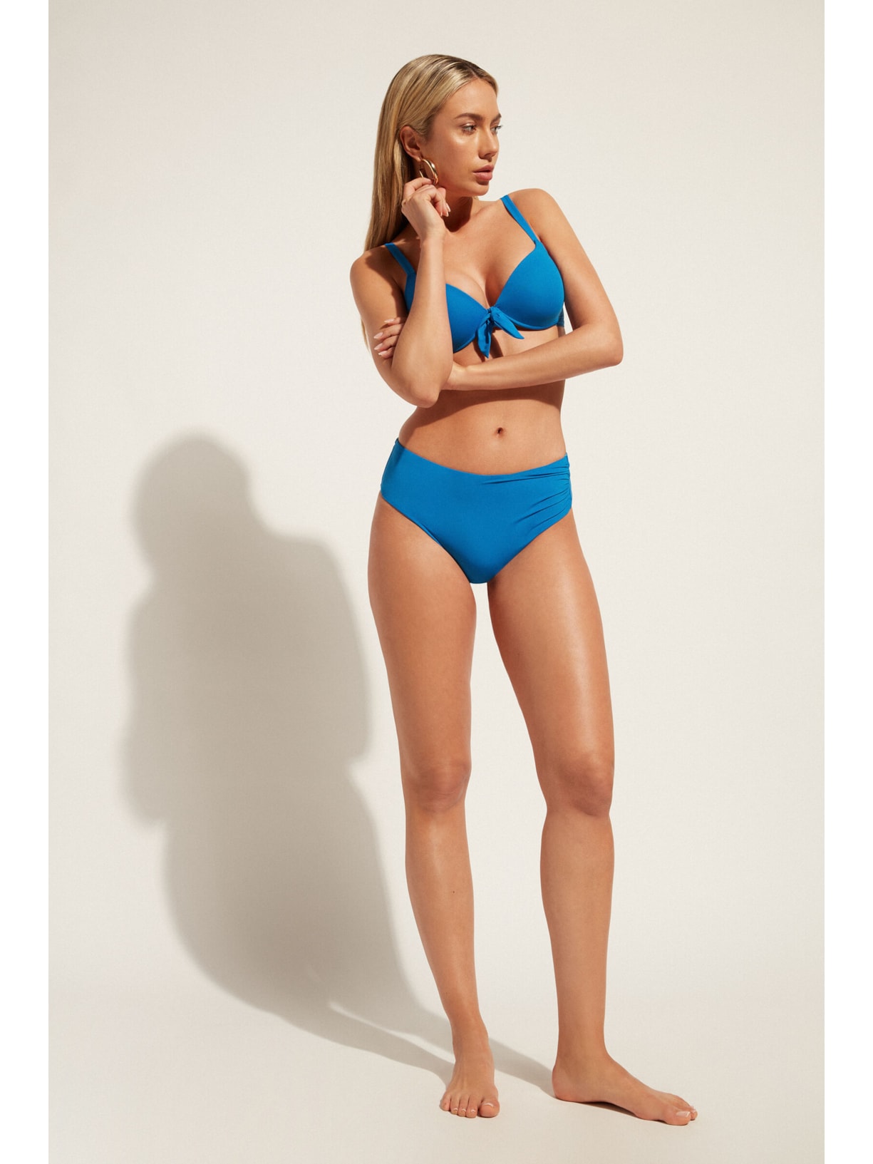 Calcinha De Biquíni De Cintura Alta Indonésia Azul Calzedonia