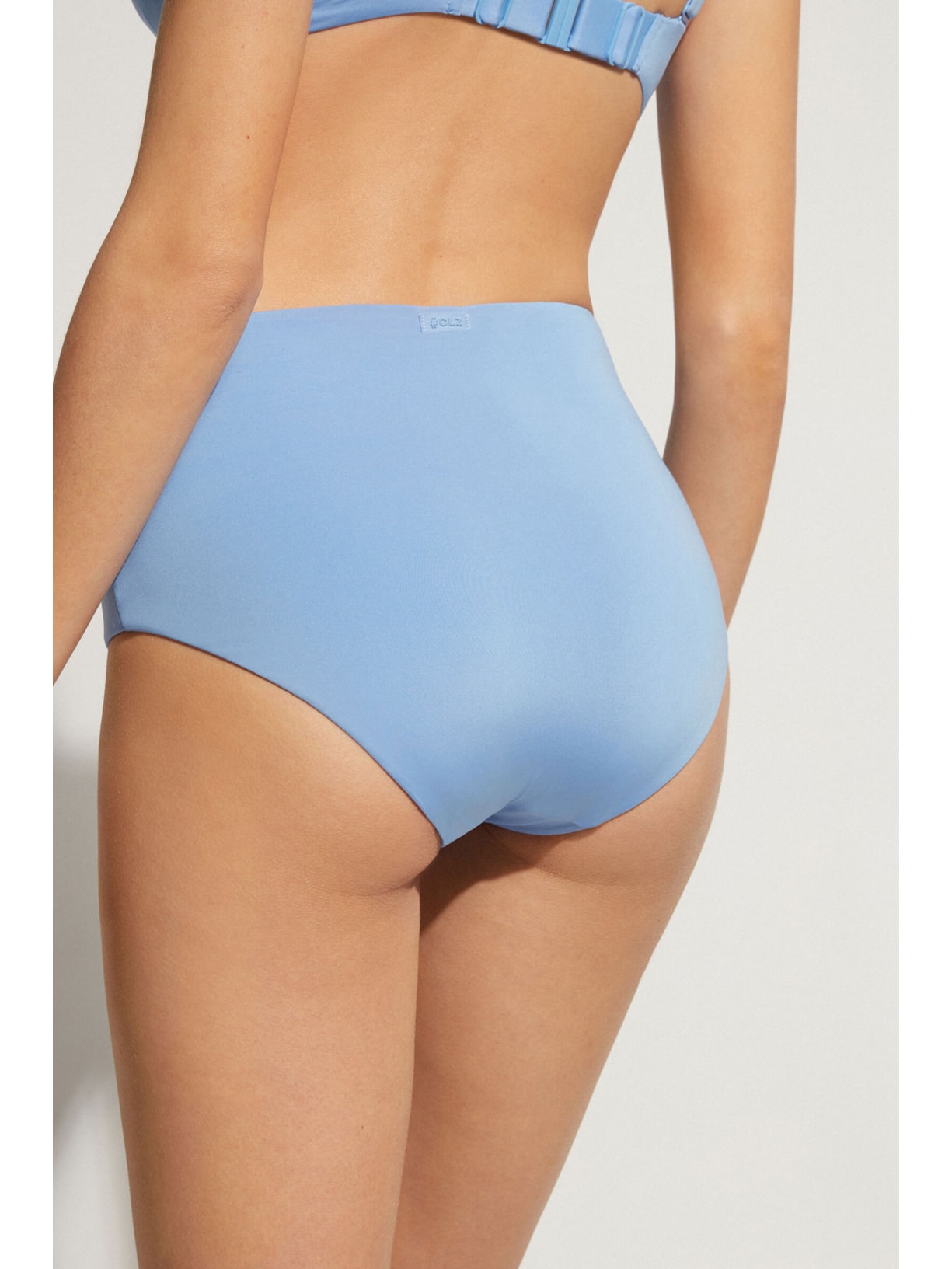 Calcinha De Biquíni De Cintura Alta Modeladora Indonesia Eco Azul Calzedonia