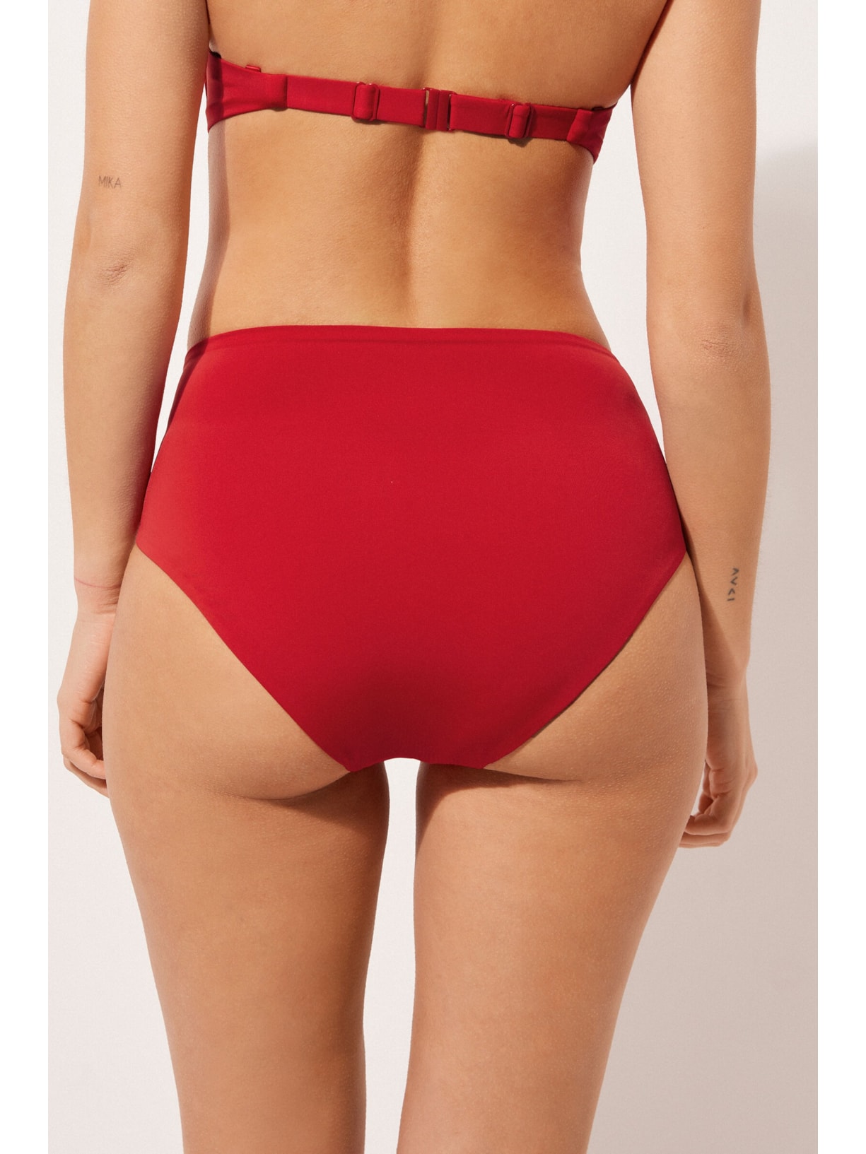 Calcinha De Biquíni De Cintura Alta Modeladora Indonésia Vermelho Calzedonia