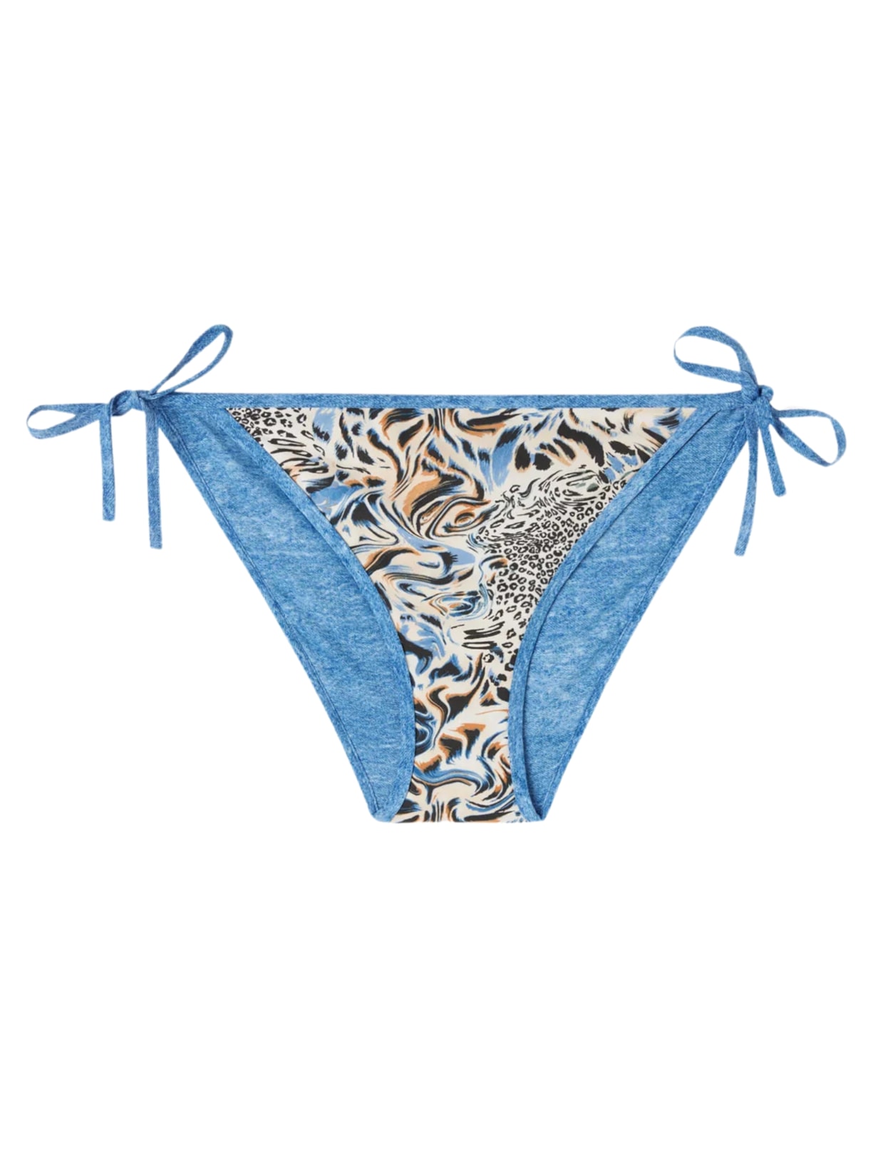 Calcinha De Biquíni Dupla Face Com Laços Mykonos - Azul