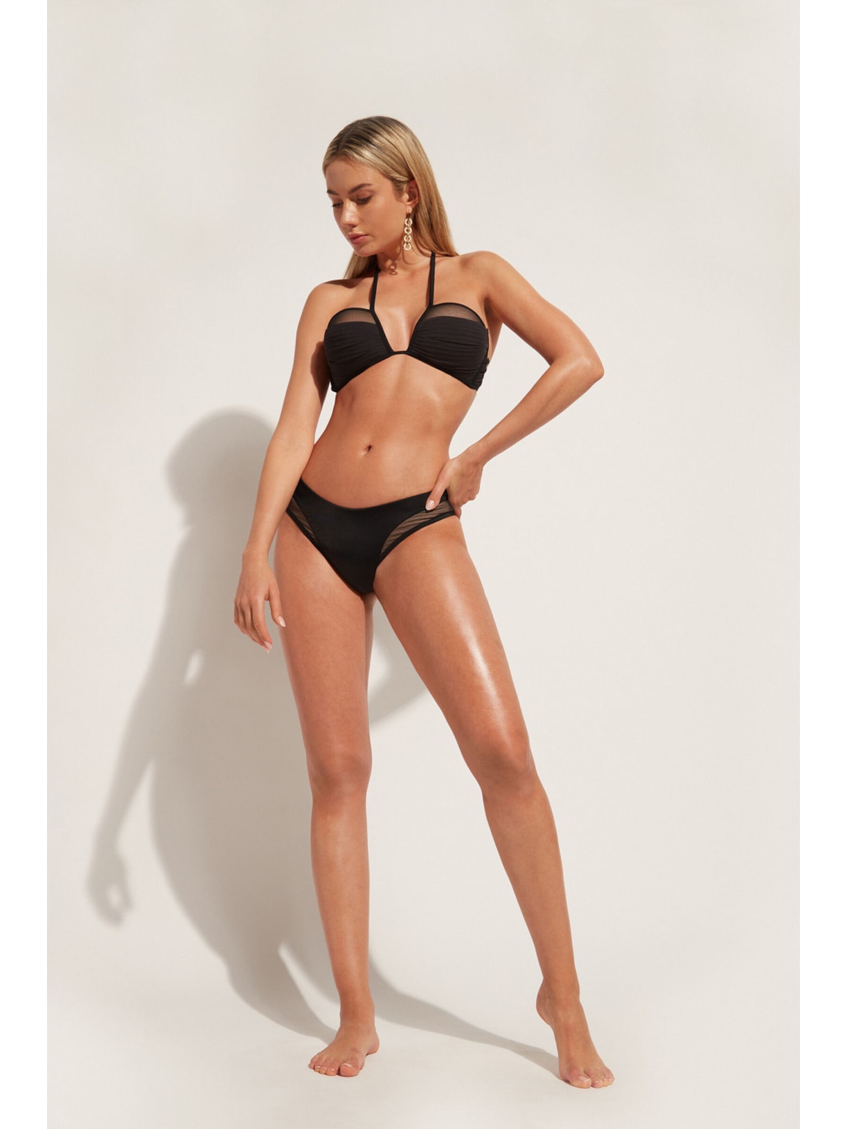 Calcinha De Biquíni Em Tule Tokyo Preto Calzedonia