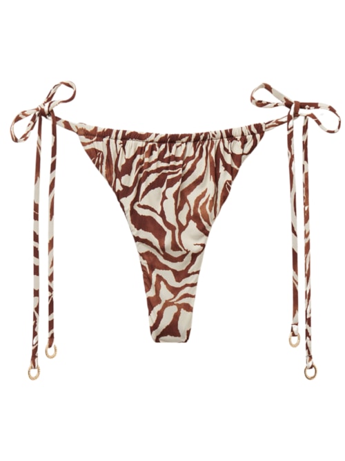 Calcinha De Biquíni Fio Dental Brown Zebra - Marrom