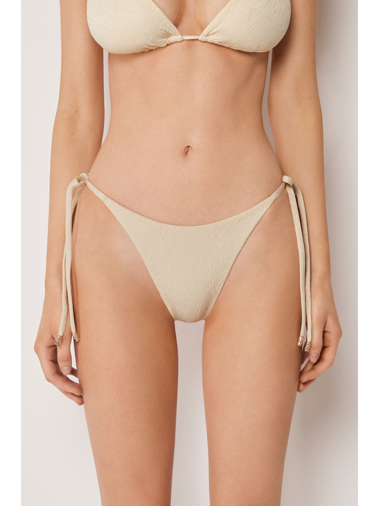 Calcinha De Biquíni Fio Dental Com Amarração Wild Jungle Off-White Calzedonia