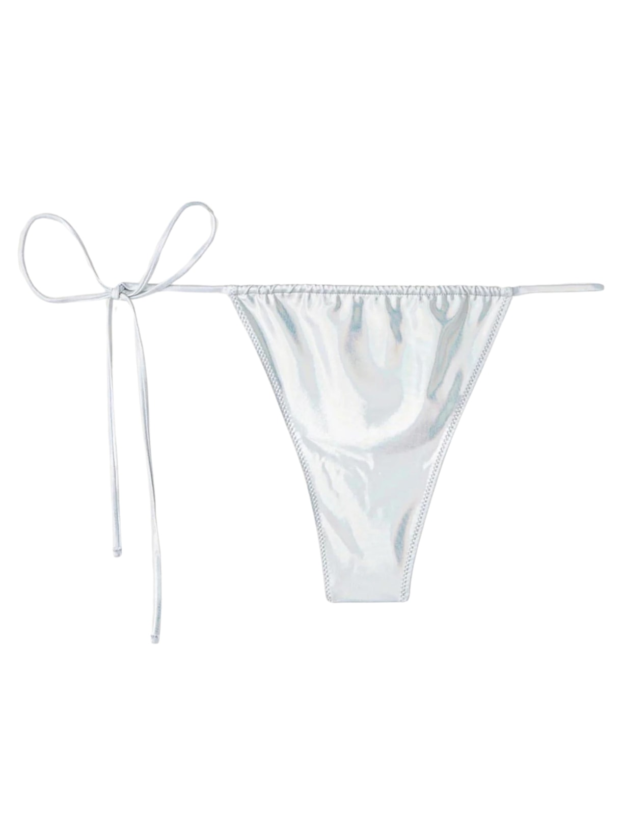 Calcinha De Biquíni Fio Dental Com Efeito Envernizado Daytona - Cinza