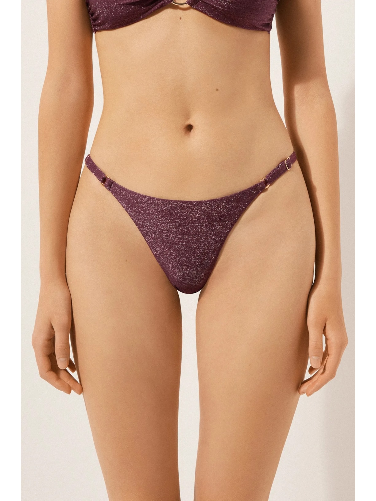Calcinha De Biquíni Fio Dental Golden Glow Roxo Calzedonia