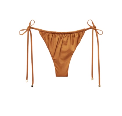 Calcinha De Biquíni Fio Dental Shiny Satin - Marrom
