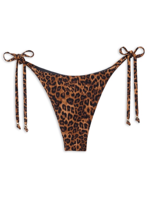 Calcinha De Biquíni Fio Dental Wild Animalier - Marrom