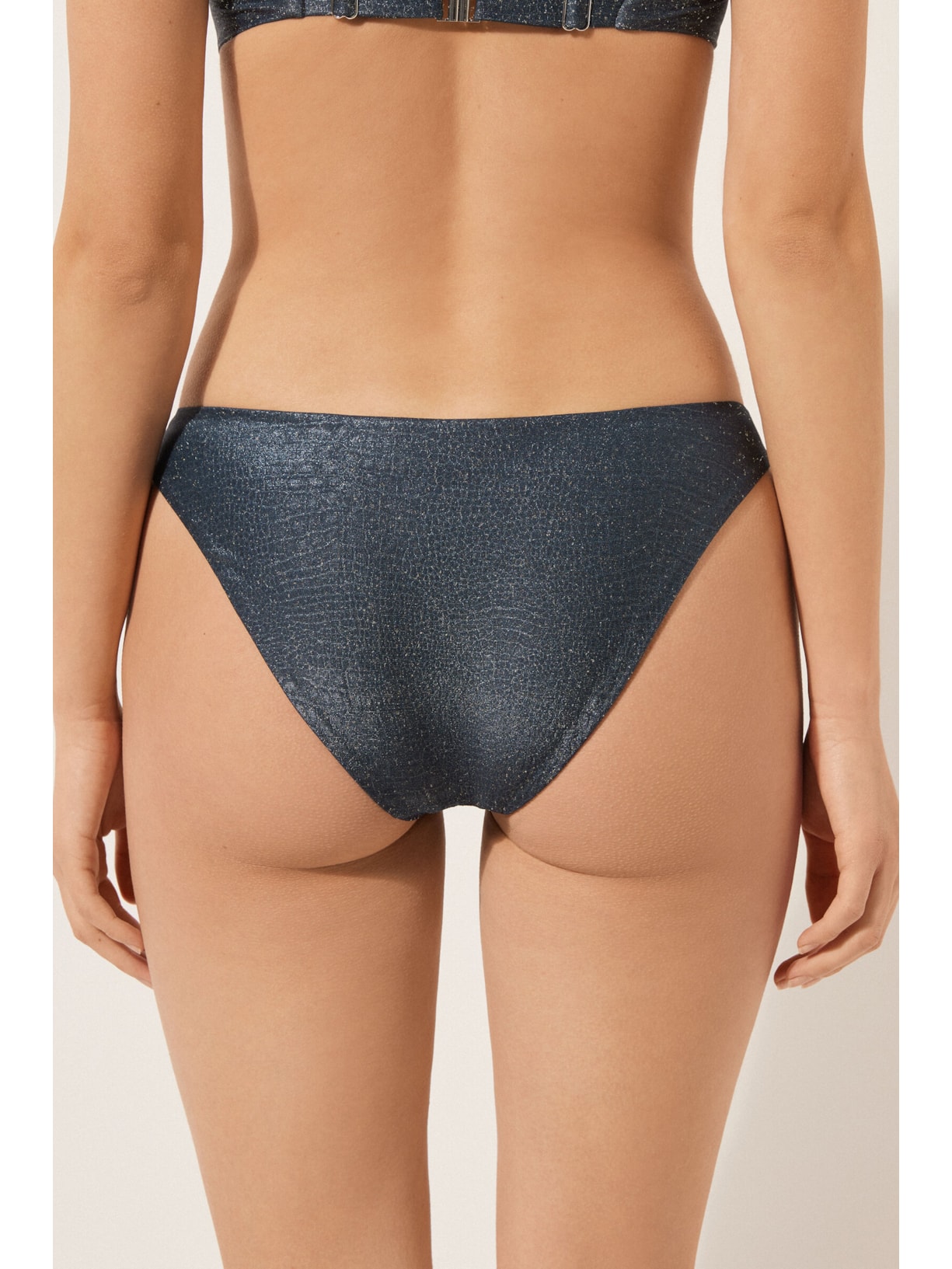 Calcinha De Biquíni Glowing Python Azul Calzedonia