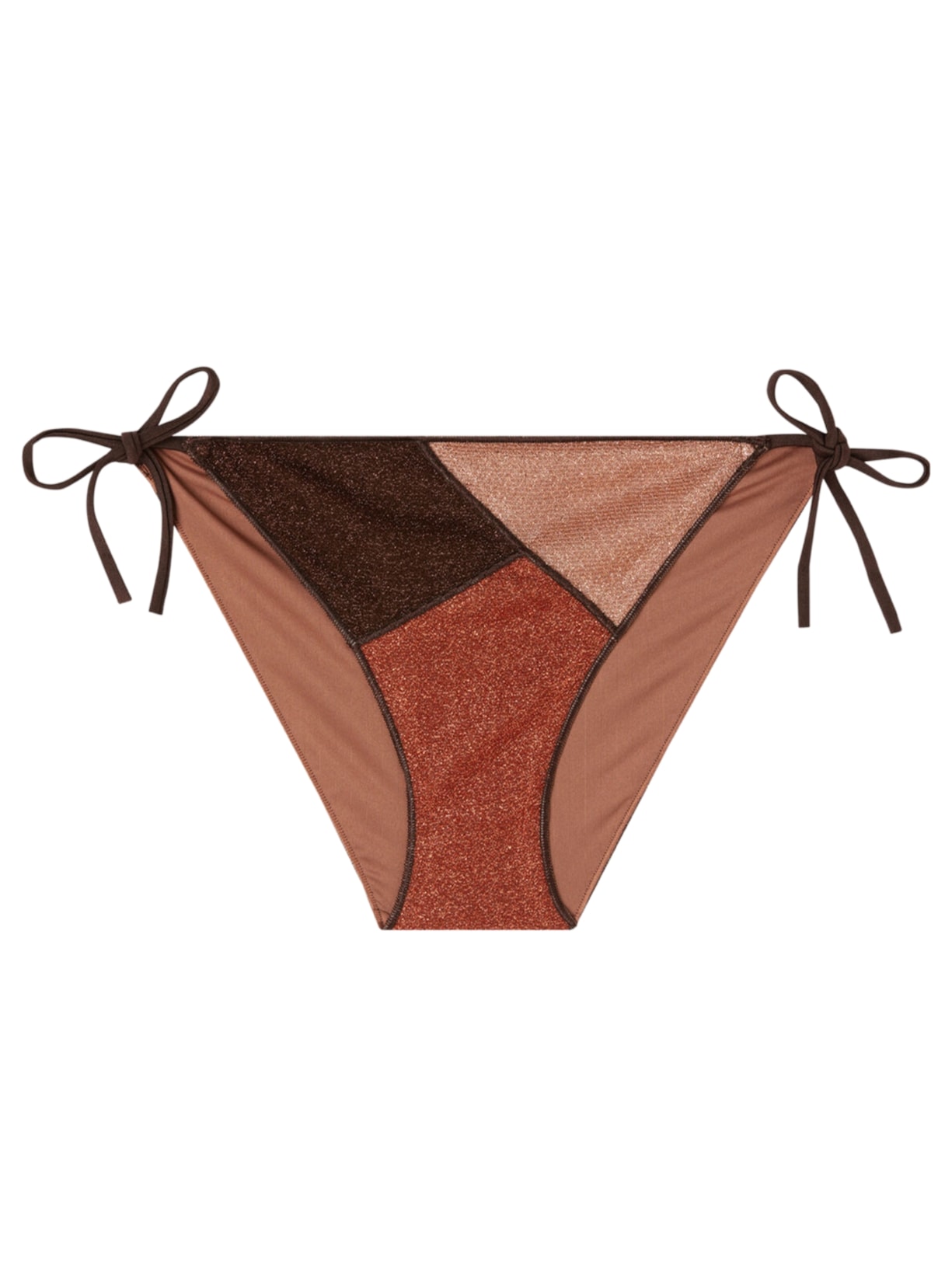 Calcinha De Biquíni Lamê Com Laços Lisbona - Marrom