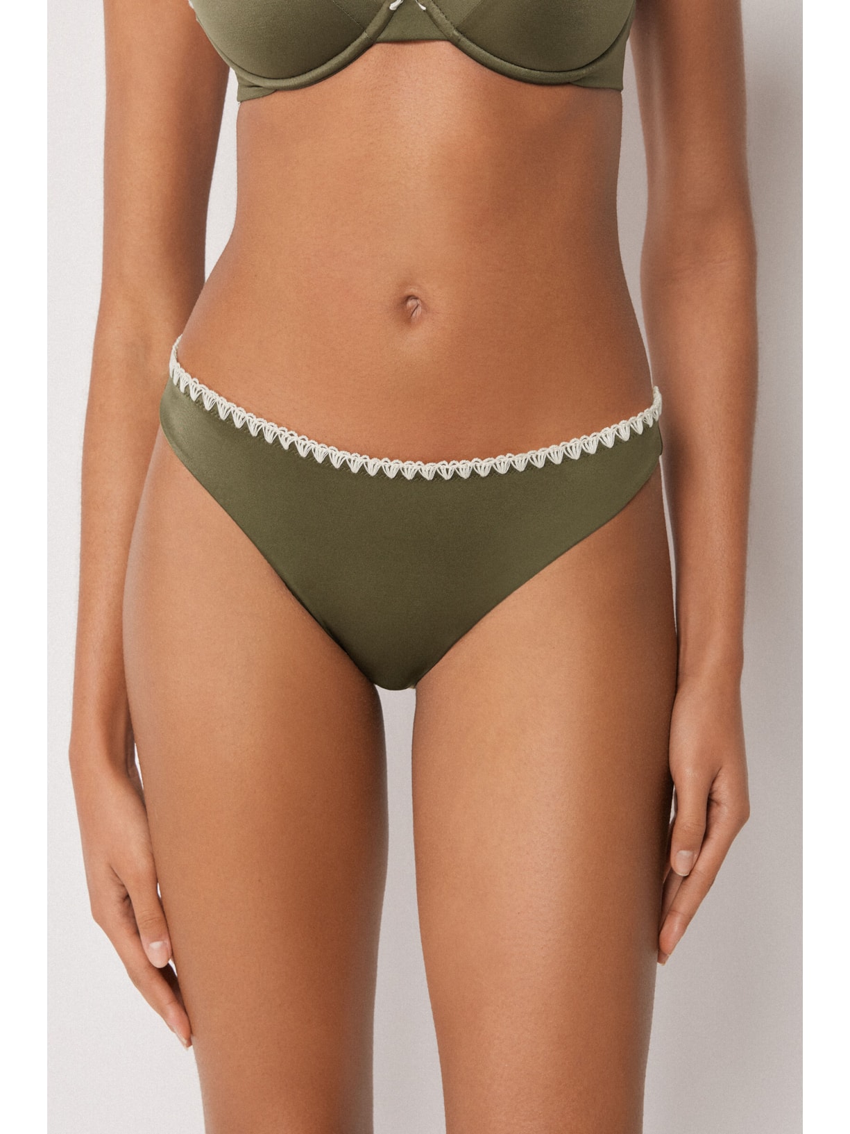 Calcinha De Biquíni Refined Shine Verde Calzedonia