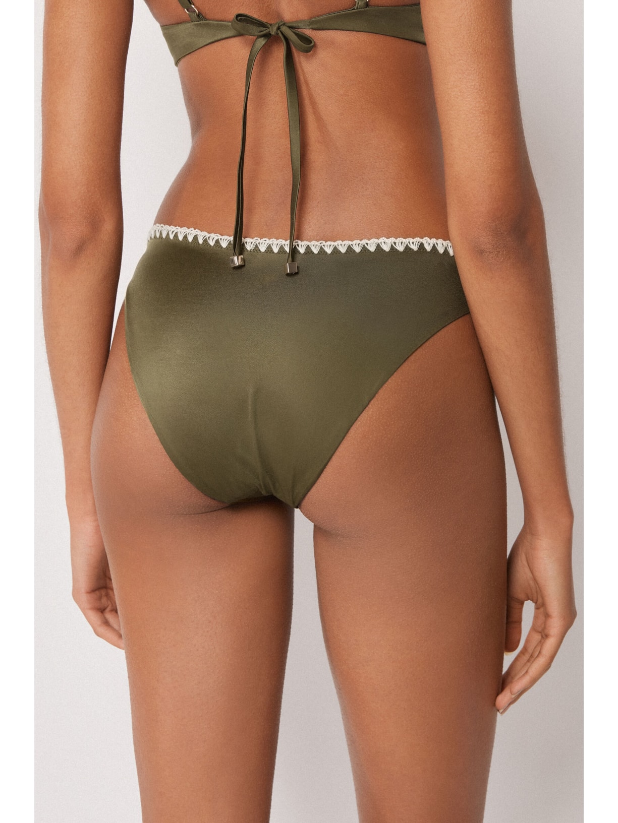 Calcinha De Biquíni Refined Shine Verde Calzedonia