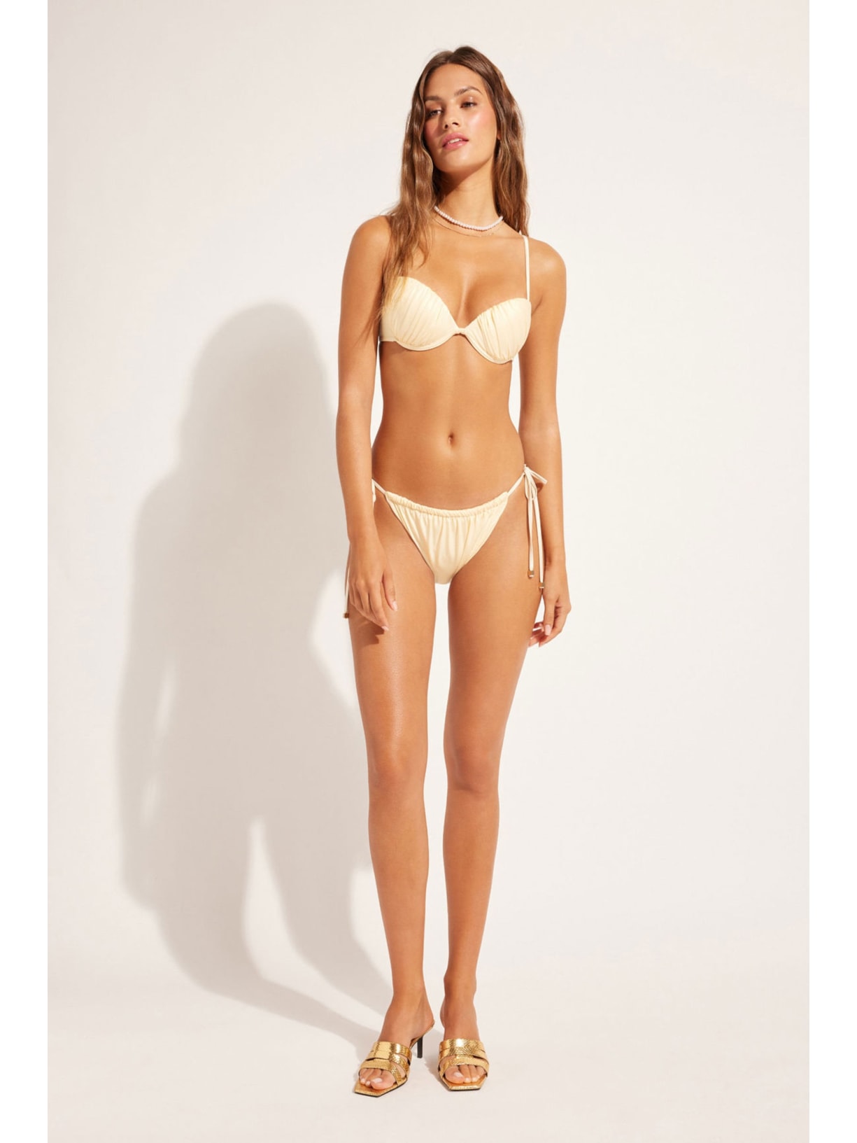 Calcinha De Biquíni Shiny Satin Off-White Calzedonia