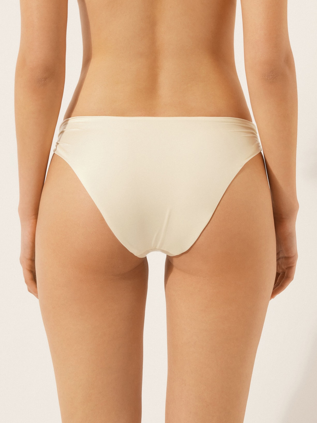 Calcinha De Biquíni Shiny Satin Off-White Calzedonia