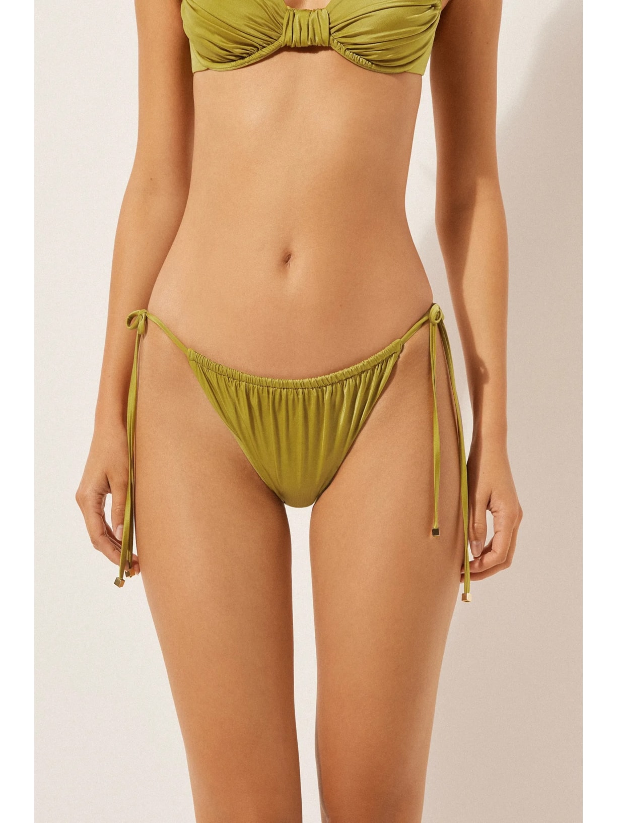 Calcinha De Biquíni Shiny Satin Verde Calzedonia