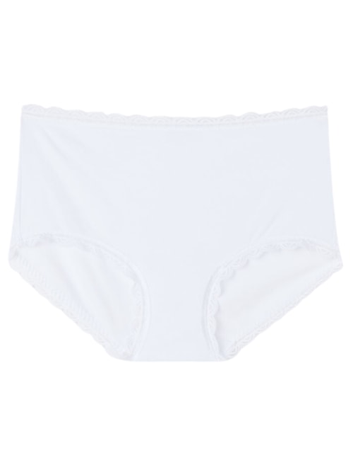 Calcinha De Cintura Alta Em Algodão e Renda - Branco