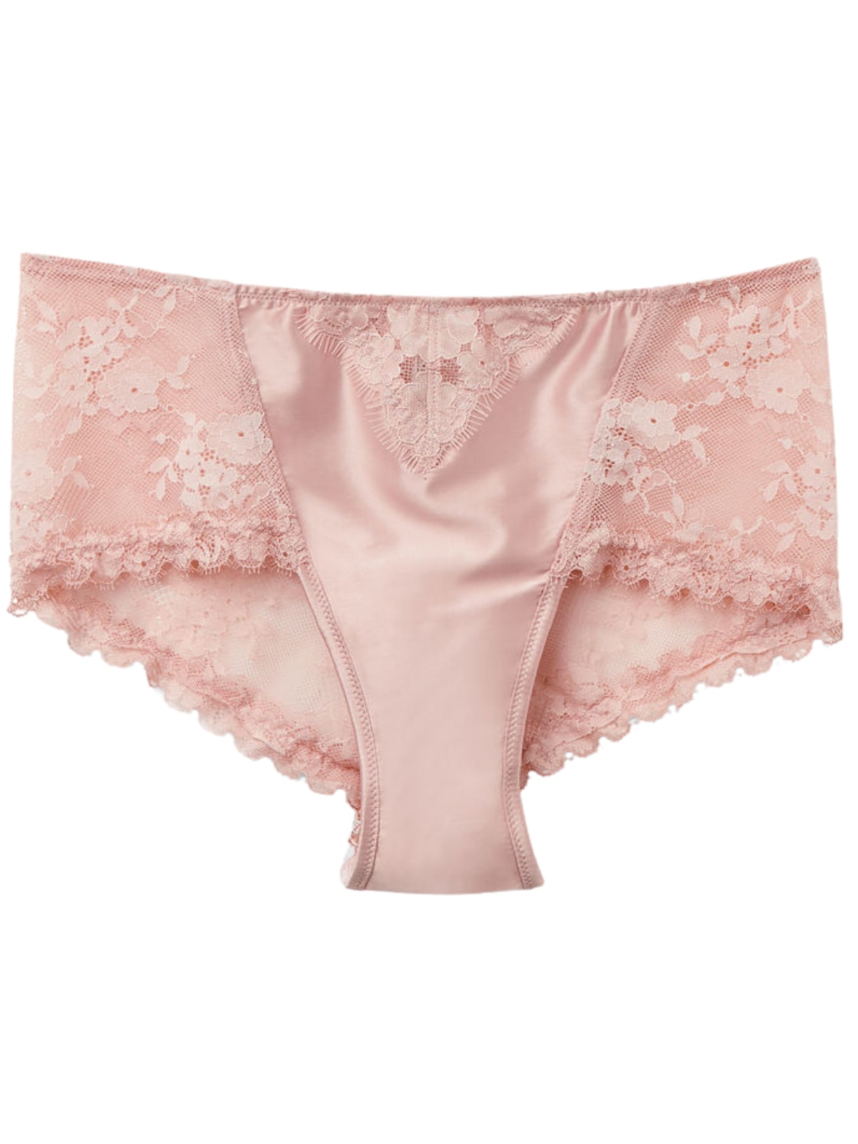 Calcinha De Cintura Alta Satin Meets Lace - Rosa