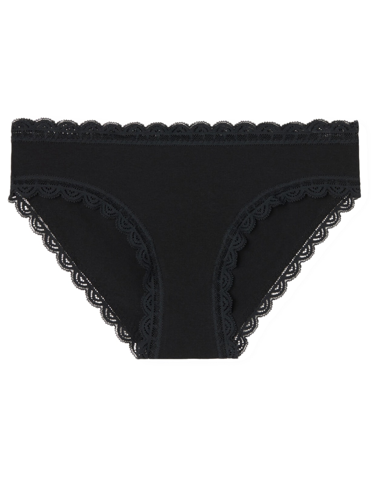 Calcinha Em Algodão e Aplicação De Renda - Preto