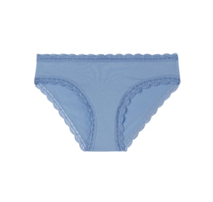Calcinha Em Algodão e Renda - Azul