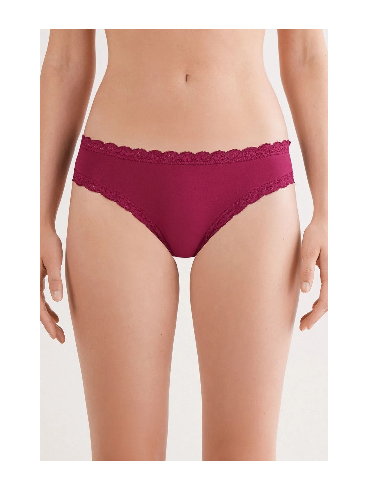 Calcinha Em Algodão e Renda Bordô Intimissimi