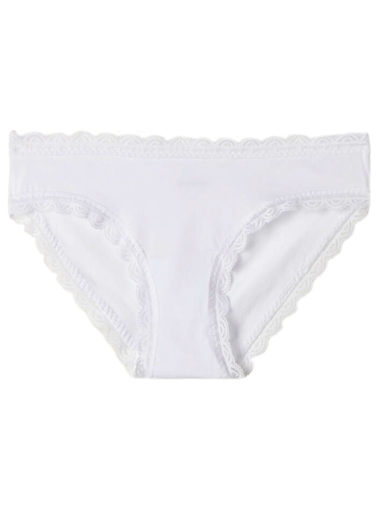 Calcinha Em Algodão e Renda - Branco