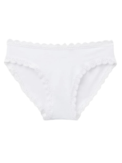 Calcinha Em Algodão e Renda - Branco