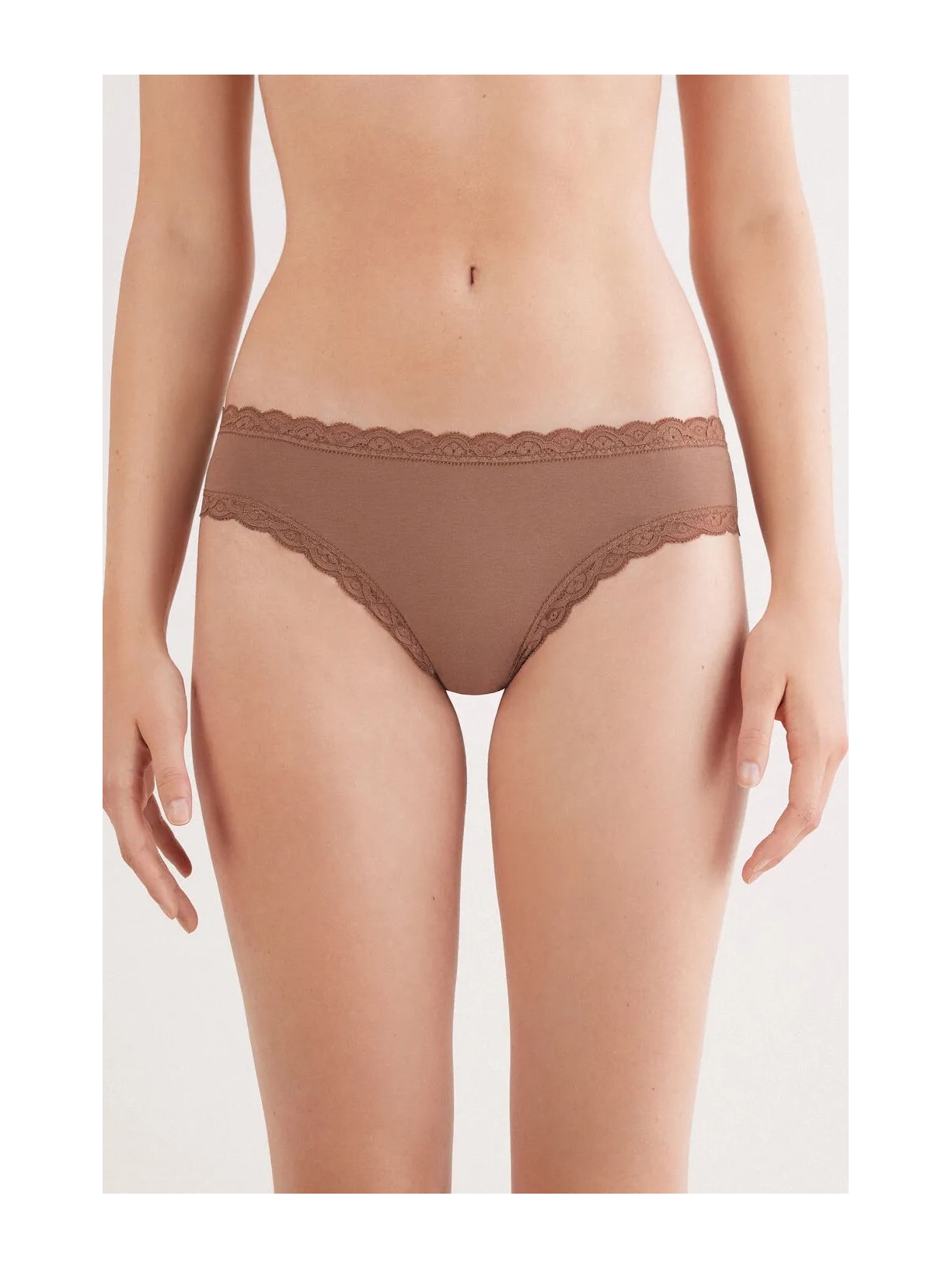 Calcinha Em Algodão e Renda Marrom Intimissimi