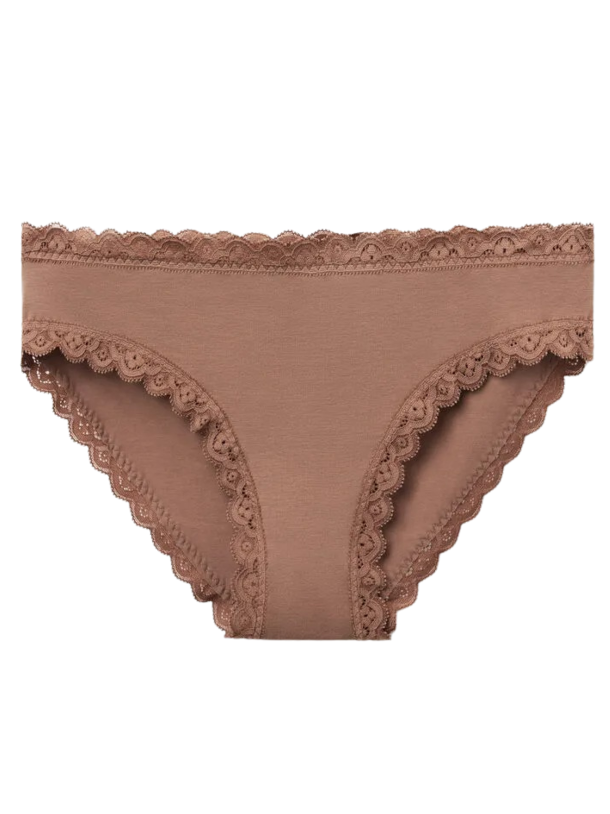 Calcinha Em Algodão e Renda - Marrom