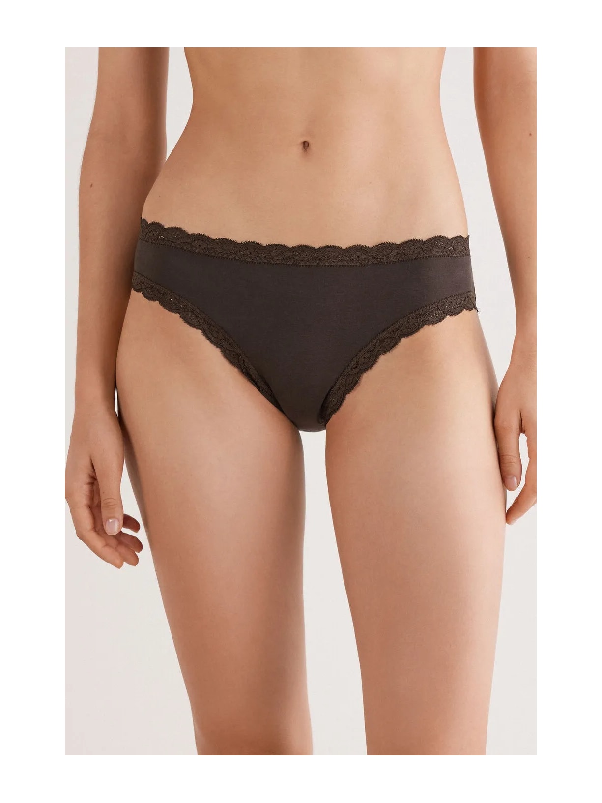 Calcinha Em Algodão e Renda Marrom Intimissimi