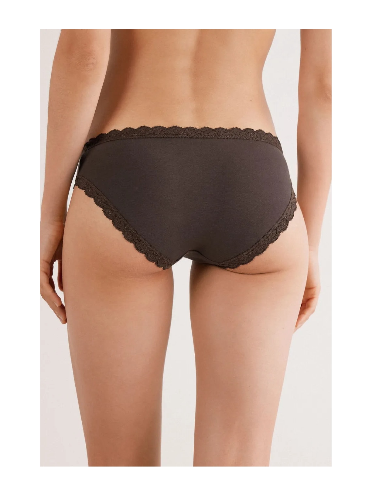 Calcinha Em Algodão e Renda Marrom Intimissimi