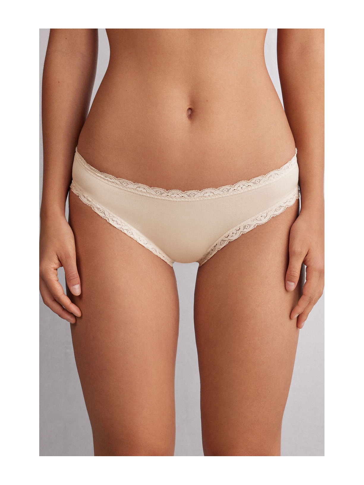 Calcinha Em Algodão e Renda Off-White Intimissimi