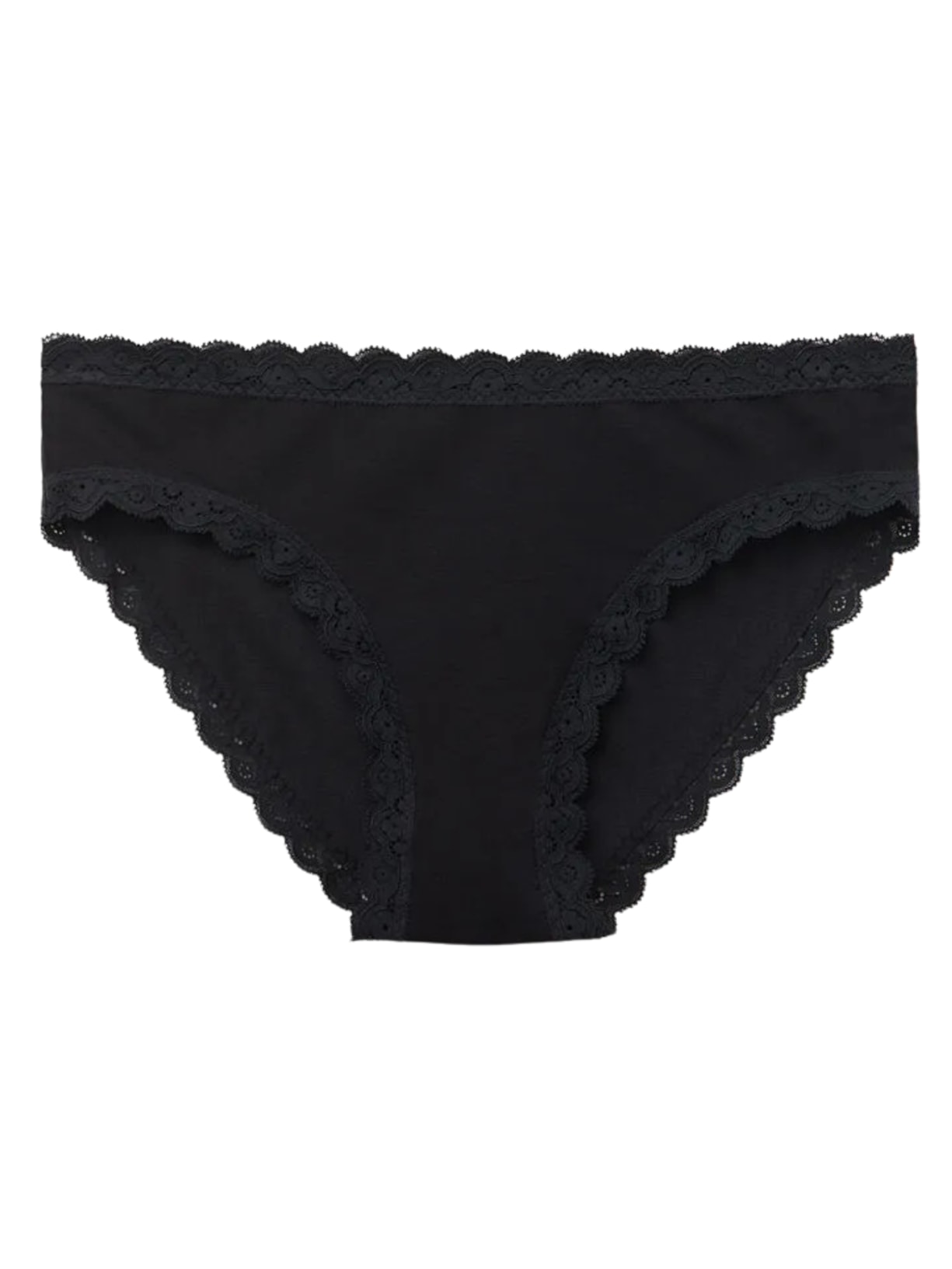 Calcinha Em Algodão e Renda - Preto