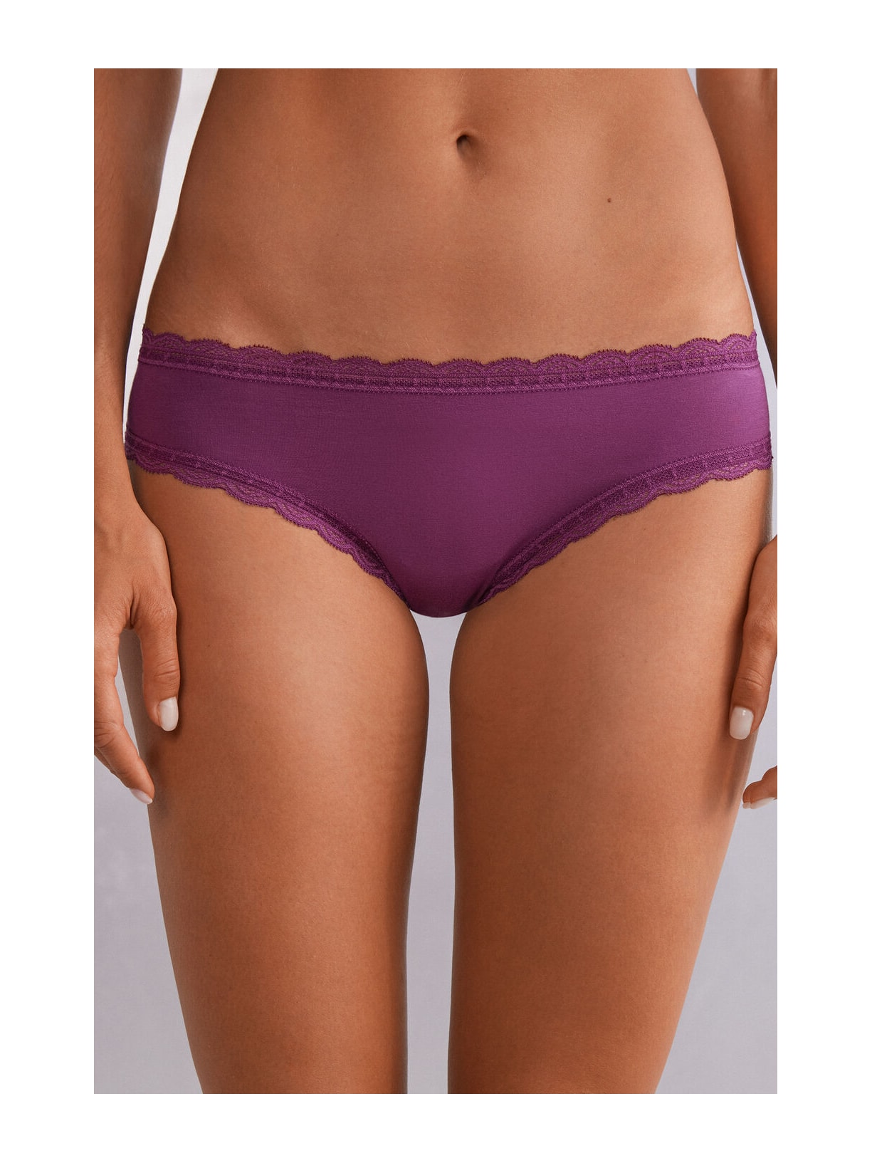 Calcinha Em Algodão e Renda Roxo Intimissimi