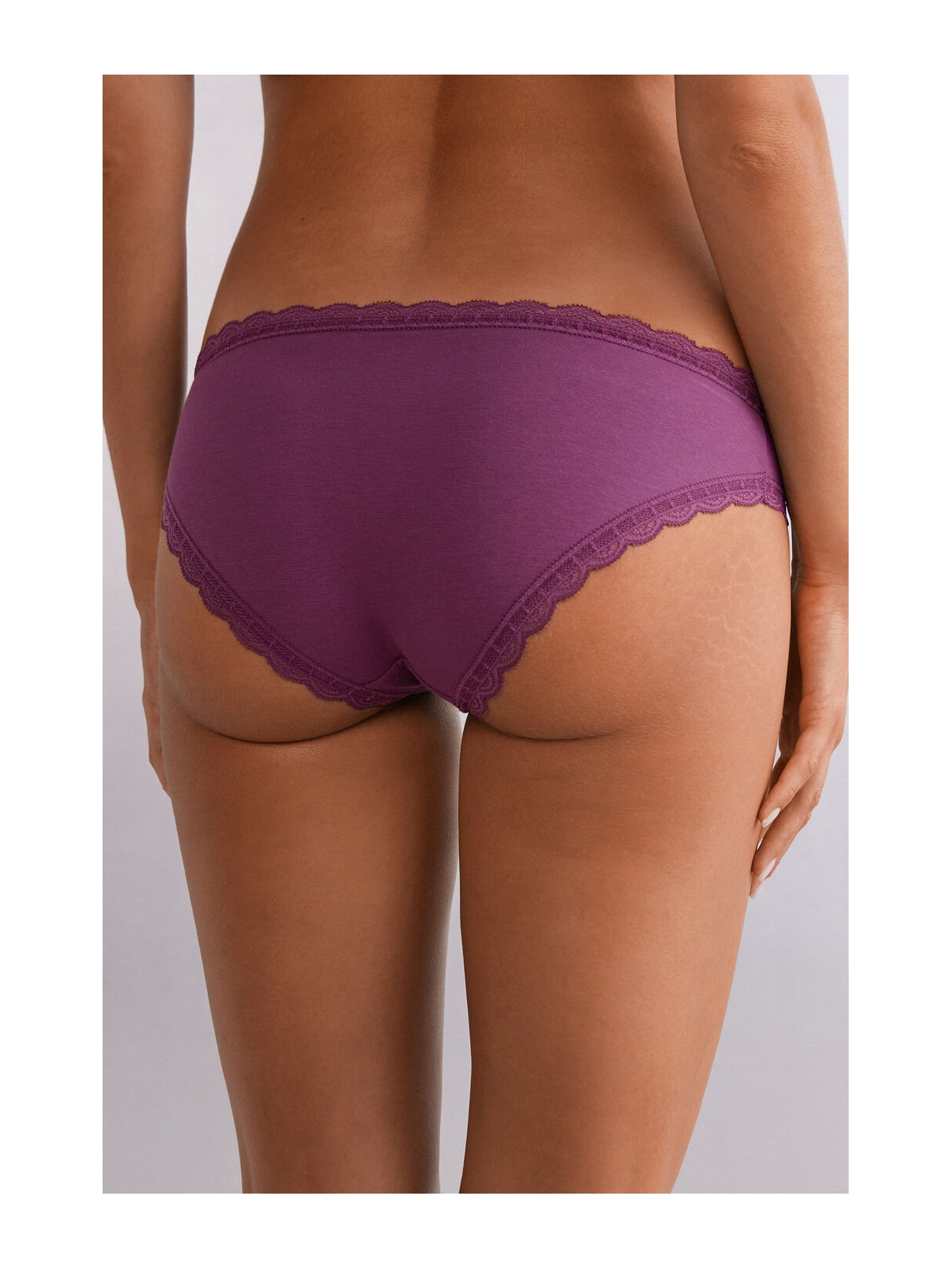 Calcinha Em Algodão e Renda Roxo Intimissimi
