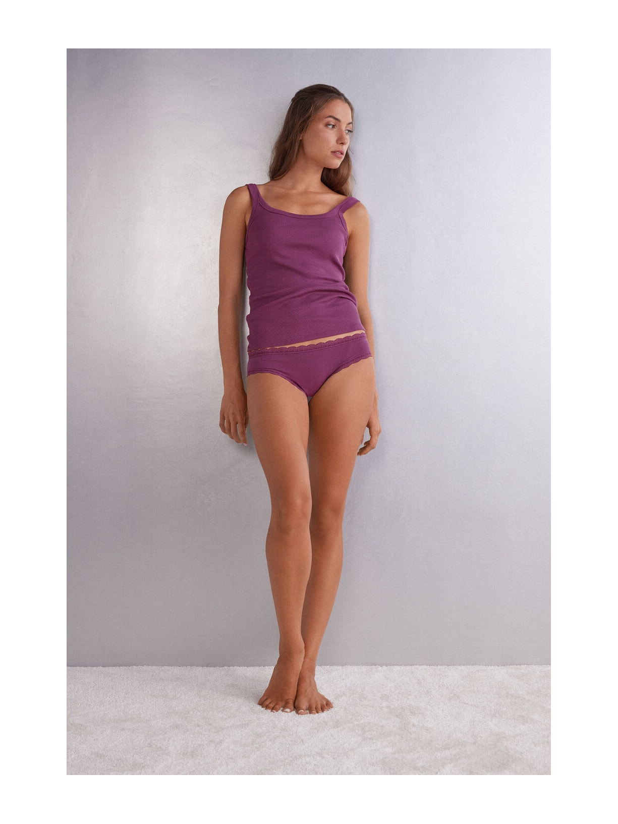 Calcinha Em Algodão e Renda Roxo Intimissimi